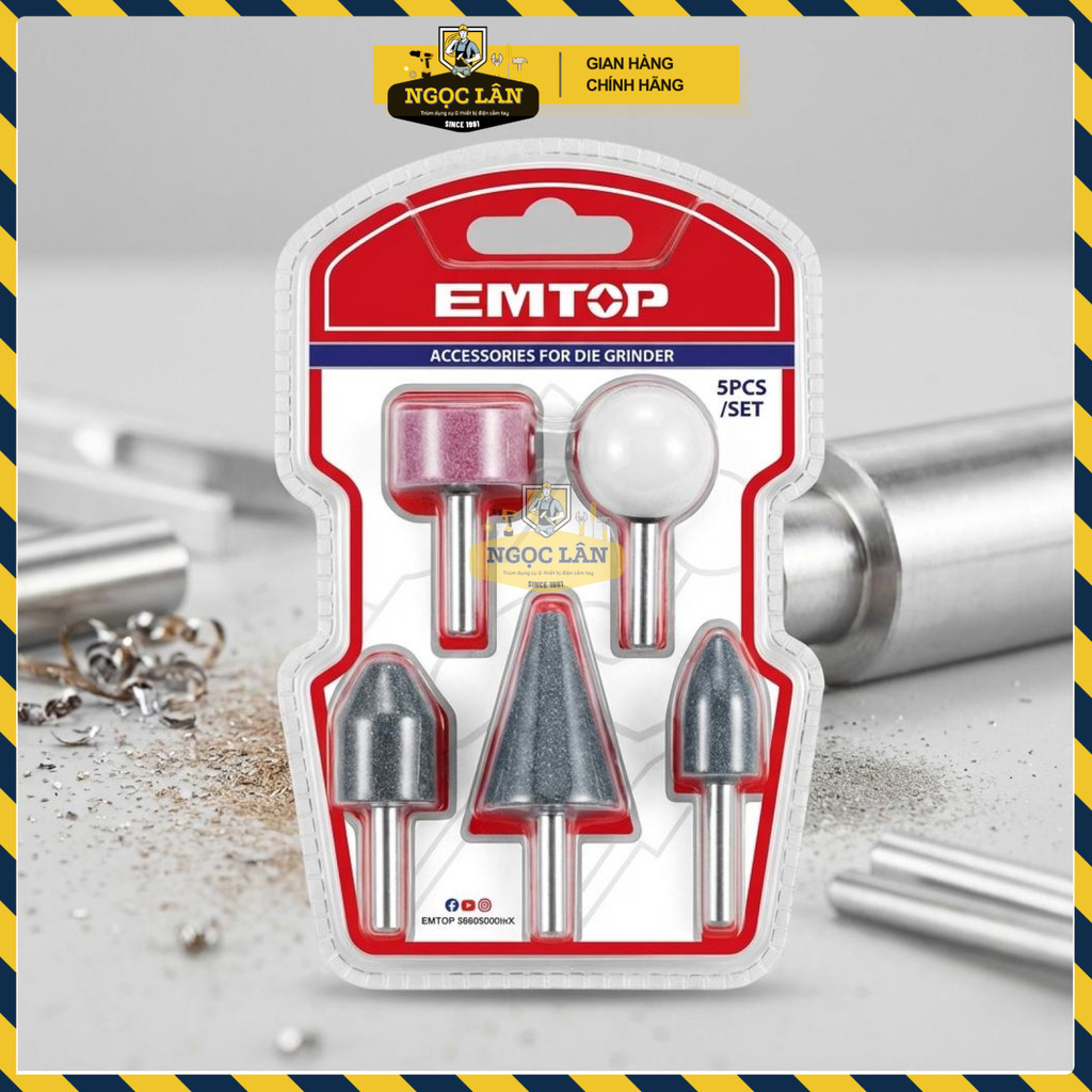 EMTOP Phụ Kiện Máy Mài Khuôn, Bộ 5 Chi Tiết Đa Năng Thân 6mm (EAKB0502) - Ảnh 5