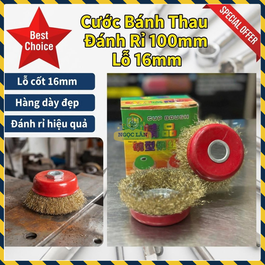 Combo 10 chén Cước Bánh Thau Chà Sắt Đánh Rỉ 100mm Lỗ 16mm