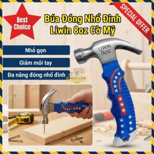 Búa Đóng Nhổ Đinh Liwin Cờ Mỹ 8oz, Tay Cầm Nhựa Chống Trượt