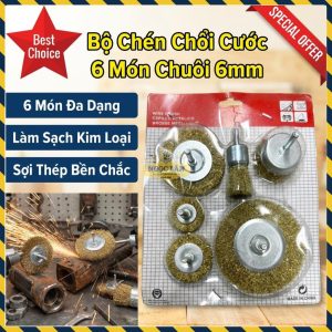 Bộ 6 Món Chén Cước Chổi Cước Chuôi 6 Ly Làm Sạch, Đánh Bóng Kim Loại