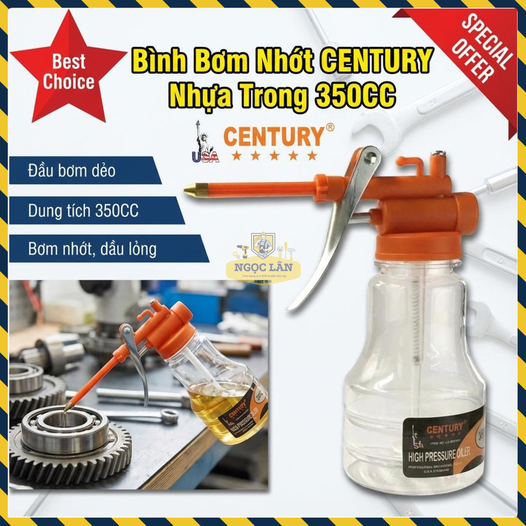Bình Bơm Nhớt Century 350CC Vỏ Trong Suốt, Bảo Trì Máy Móc Gia Đình