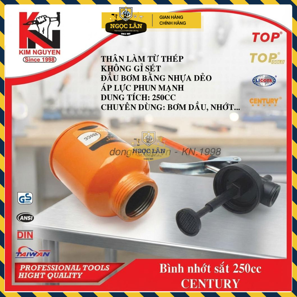 Bình Bơm Nhớt Century Sắt 250cc Phun Mạnh Cho Bảo Trì Máy Móc Gia Đình - Ảnh 2