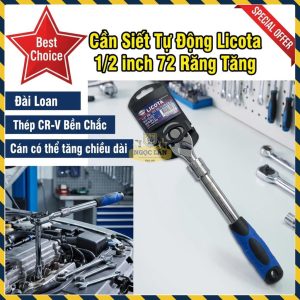 Cần Siết Tự Động Licota 1/2" 72 Răng Cán Tăng Đưa Chuyên Dụng Thép CR-V