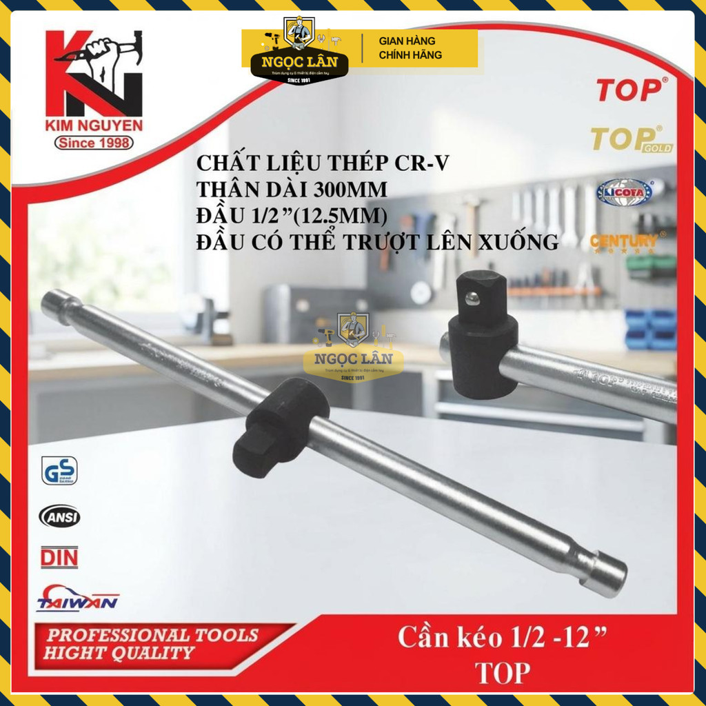 Cần Siết Đầu Trượt Kéo TOP 1/2" 300mm Thép CR-V Vặn Bu Lông Chính Hãng - Ảnh 2