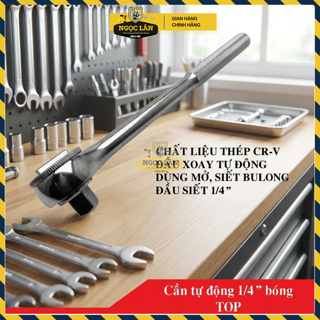 Cần Siết Tự Động TOP 1/4 Inch Đầu Tròn Xi Bóng Chống Trượt - Ảnh 5