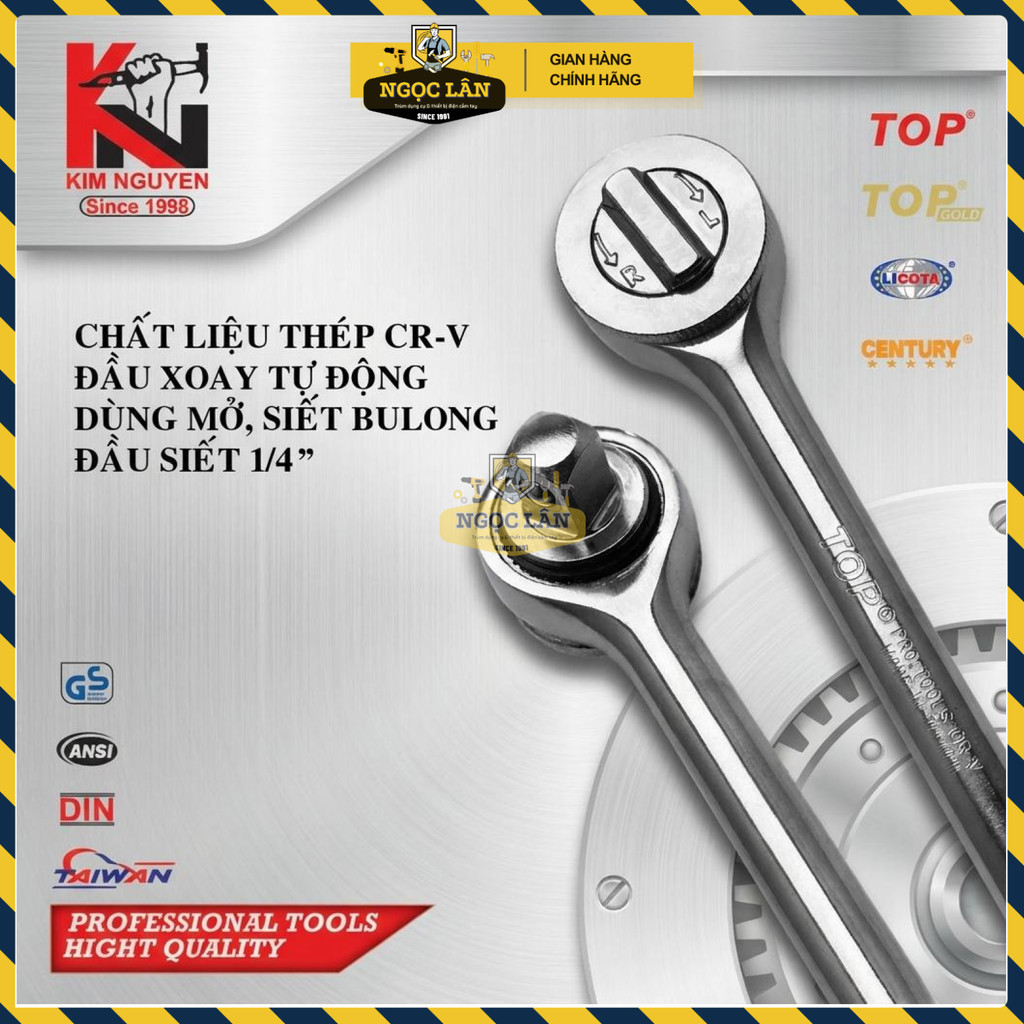 Cần Siết Tự Động TOP 1/4 Inch Đầu Tròn Xi Bóng Chống Trượt - Ảnh 4