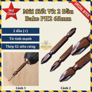 Combo 10 Mũi Siết Vít TOP 2 Đầu Bake PH2 Dài 65mm Xi Nâu