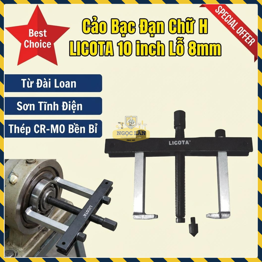 Cảo Bạc Đạn Chữ H LICOTA Thân 10" (250mm) Lỗ 8mm Chuyên Dụng