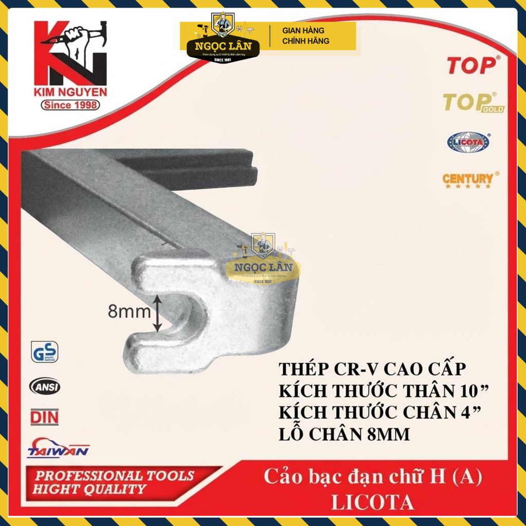 Cảo Bạc Đạn Chữ H LICOTA Thân 10" (250mm) Lỗ 8mm Chuyên Dụng - Ảnh 3