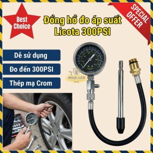 Đồng Hồ Đo Áp Suất Piston Licota 300PSI Thép Mạ Crom Chống Gỉ