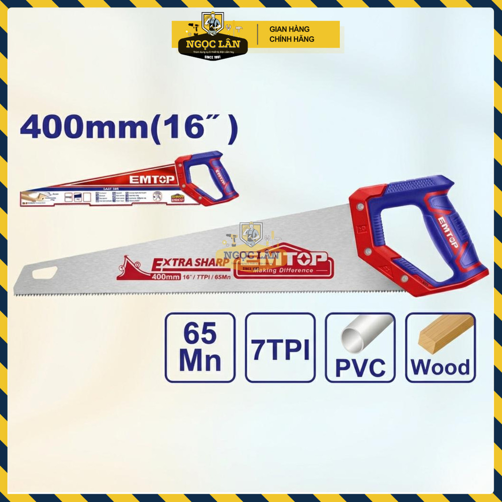 Cưa Tay Gỗ Emtop 400mm Lưỡi Thép 65Mn Răng Sắc Bén EHAS4002 - Ảnh 2