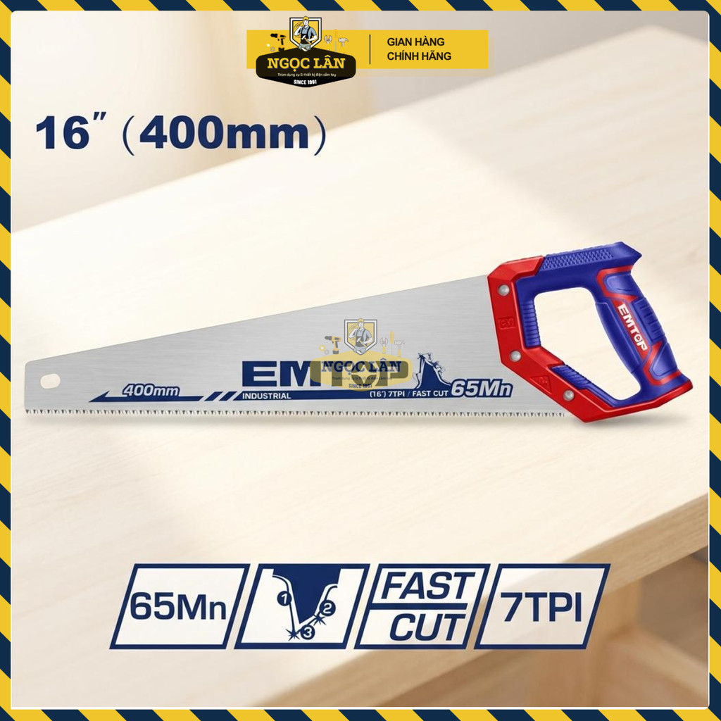 Cưa Tay Gỗ Emtop 400mm Lưỡi Thép 65Mn Răng Sắc Bén EHAS4002 - Ảnh 3