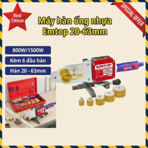 Máy Hàn Ống Nhựa Emtop EPTW15001 Hàn Đường Kính 20-63mm, Kèm 6 Ổ Cắm