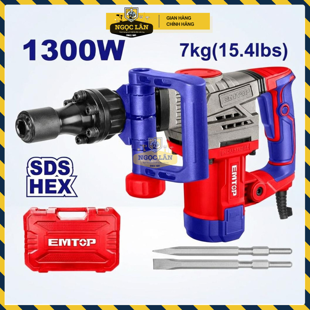 Máy Đục Bê Tông Emtop 17mm 20J Chống Rung EDBRH1301 - Ảnh 4