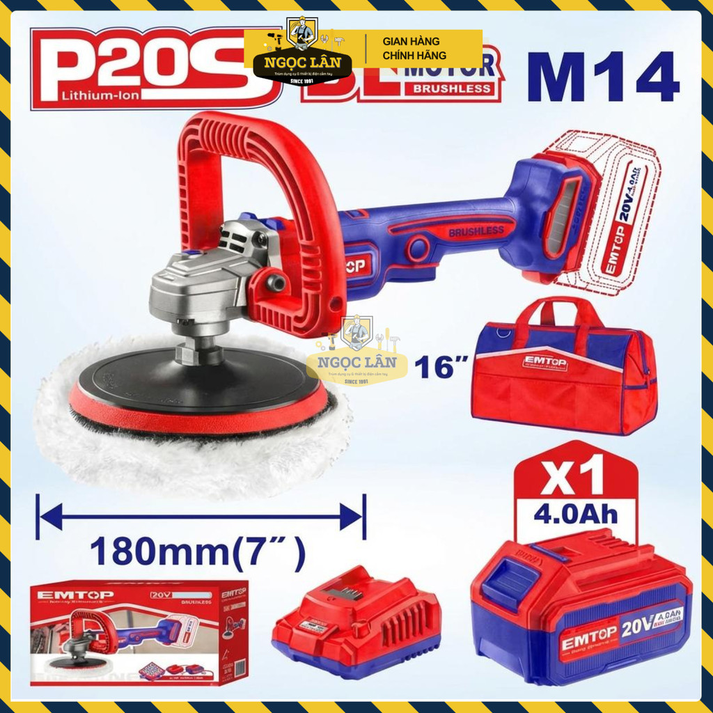 Máy Đánh Bóng Pin Emtop ELAP2018 Không Chổi Than, Điều Tốc (Chưa Pin) - Ảnh 2