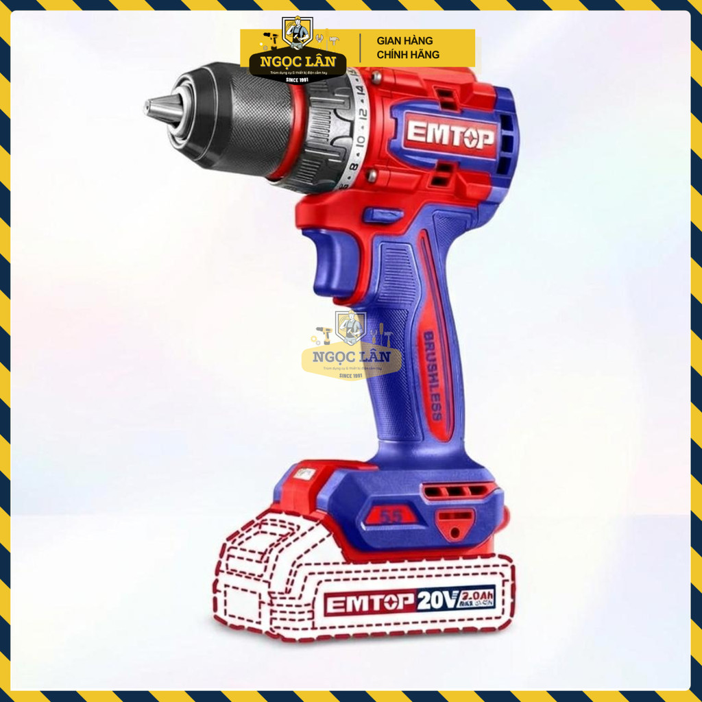 Máy Khoan Pin Động Lực Có Búa 13mm Emtop ECIDL20558, 2 Pin 2.0Ah - Ảnh 4