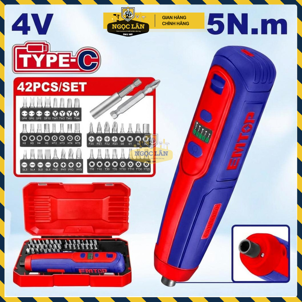 Máy Siết Vít Emtop Type-C 4V, 5N.m, Kèm 42 Chi Tiết ECSR0406 - Ảnh 5